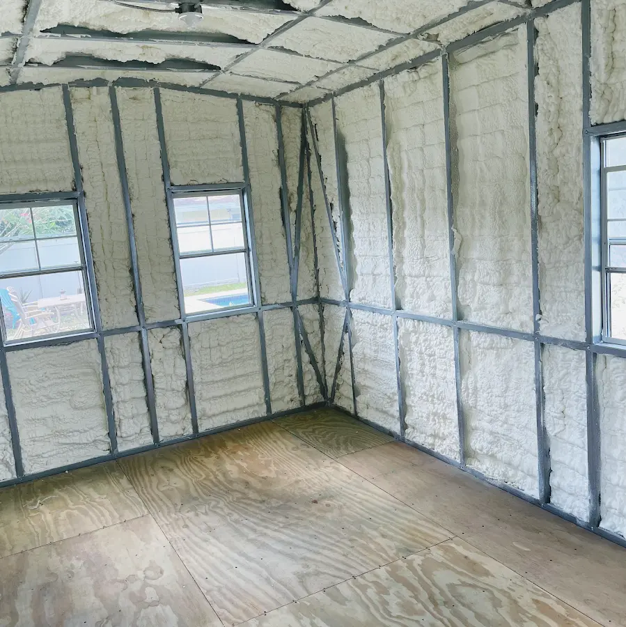 Closed-cell spray foam insulation applied to wall cavities in a residential project in Garfield